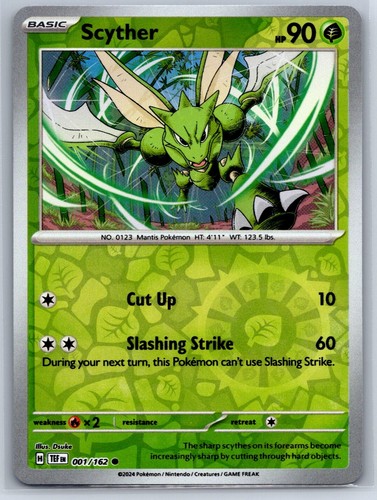 Scyther - Reverse Holo - Temporal Forces 001/162 Pokemon 151 Card NM - Picture 1 of 2