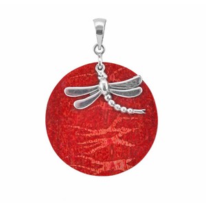 CLASSIC RED CORAL Pendant in Sterling Silver 925-3.8 CM #P73