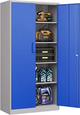 Garage Cabinet Metal Storage Cabinet with 4 Adjustable Shelves for Home Office