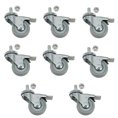 Rollenräder 50 mm M10 Gewinde für Couch Bettschrank Schubladen x 8 + Muttern