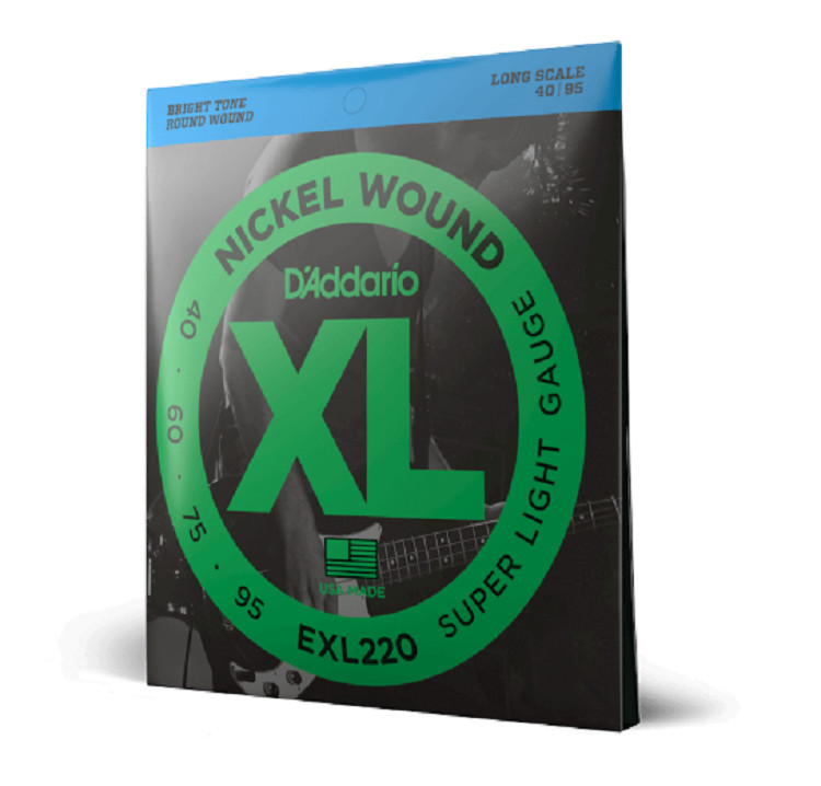 Струны для бас-гитары DAddario EXL220 Super Light с никелевой обмоткой длиной 40-95 мм