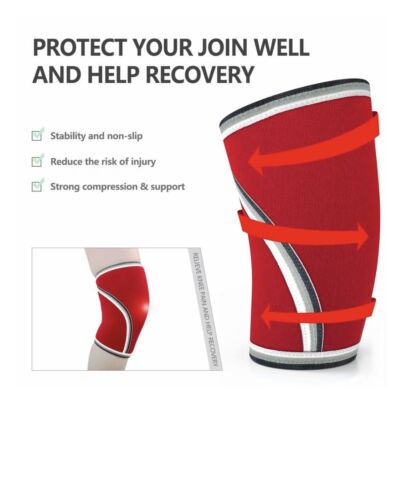 Knee Sleeves Support Compression Weightlifting 7mm Neoprene Sleeve Squats Brace - Picture 4 of 7