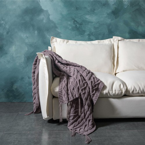 130*160cm Knitted Blanket Throw Tassel Air Conditioning Office Warm Blankets New - Picture 30 of 41
