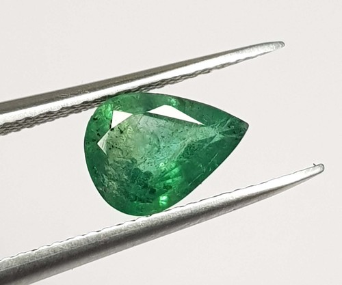 1.06 Ct Natural Emerald Zambian Pear Shape Top Quality Greenish Loose Gemstone - Picture 2 of 9