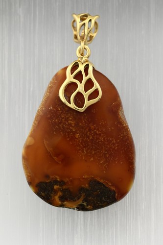 ANTIQUE Butterscotch BALTIC AMBER Silver Gold Plated Pendant 5.7g p160427-21 - Picture 1 of 4