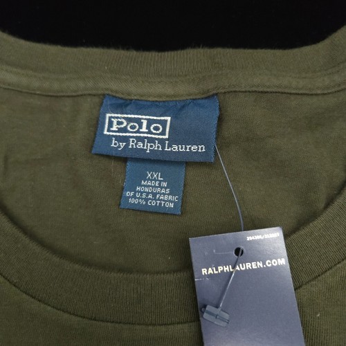 POLO RALPH LAUREN CREW T-SHIRT -XXL- ARMY GREEN SHORT SLEEVE -POCKET -BLACK PONY - 第 7/11 張圖片