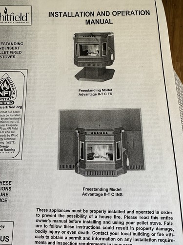 Lennox Hearth Products Whitfield Pellet Stove Installation Operational Manual - Picture 2 of 2