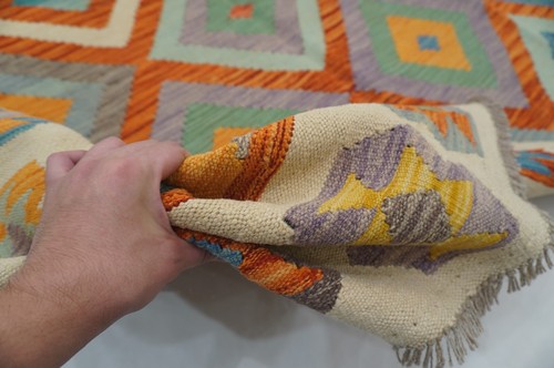 6x9 Orange Reversible Afghan Hand Woven Wool Tribal Area Rug 5'9"x8'4" - Picture 11 of 11