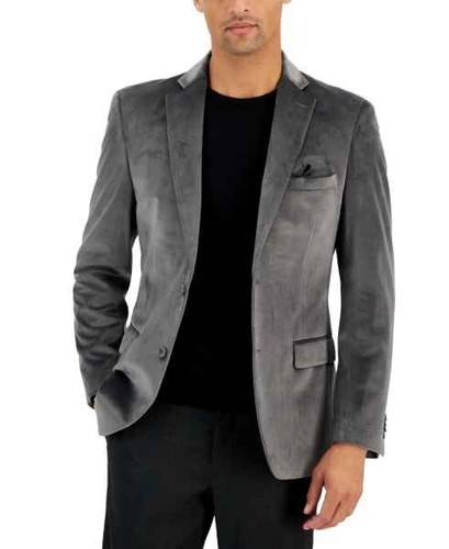 Alfani men's Slim Fit Blazer Sport Coat Jacket - size 40L - Grey Velvet - Bild 1 von 7