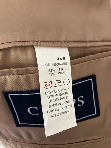 Men's Chaps 44R Golden Tan Silk Wool Blend Micro Check Blazer Sportscoat - Picture 7 of 7