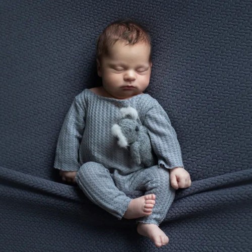 Newborn Boy Outfit Photography Baby Infant Photo Prop Sleeping Hat + Suit 2 Pcs - Picture 2 of 9