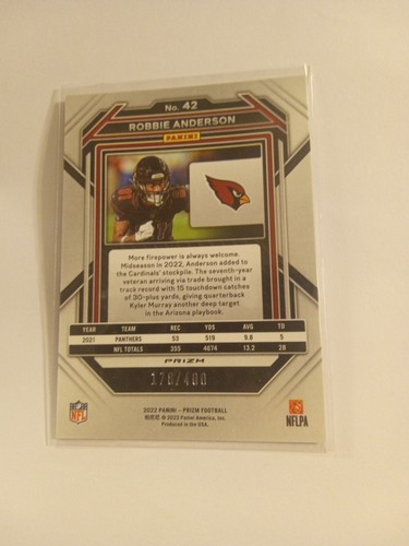 2022 Panini Prizm Pandora Prizm /400 Robby Anderson Robbie Anderson #42 - Picture 3 of 3