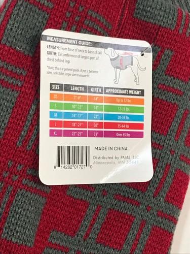Pet Sweater - XS Fits most Under 12lbs - Red/Grey (T-BLK-16) - Imagen 3 de 5