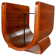 Frontgate Vintage Modern Solid Teak U-Shaped Magazine Holder MCM Minimalist