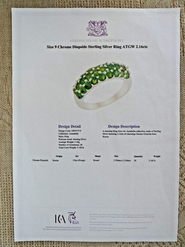 Chrome Diopside Sterling Silver Ring ATGW 2.16cts size 9 - Picture 9 of 9