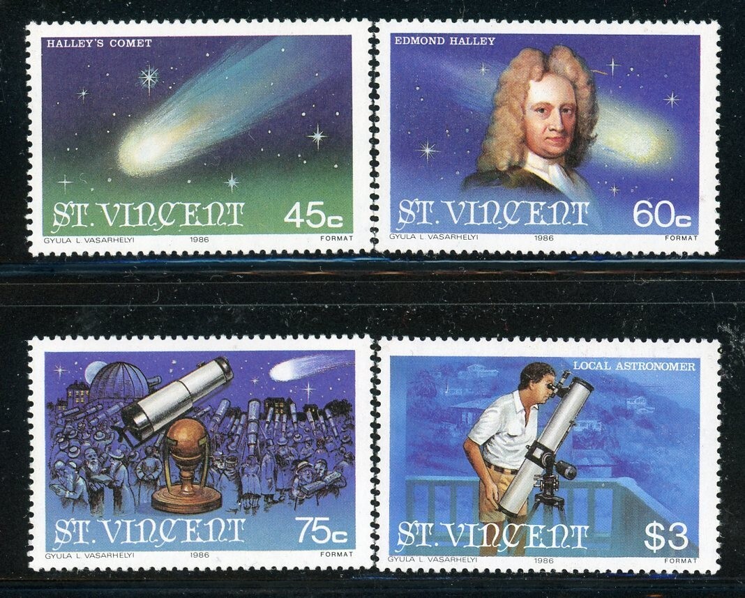 ST. VINCENT 918-21 SG973-76 MNH 1986 Halley's Comet set of 4 CV$3