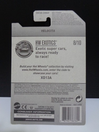 Hot Wheels 2017 Super Treasure Hunt Velocita US Card STH With Protector - Picture 2 of 8