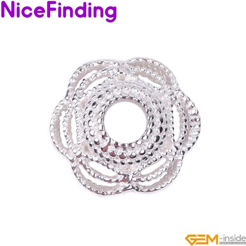 Beads Craft Jewelry Findings S925 Sterling Silver Flower Spacer Bead Cap 10pcs - Picture 30 of 47