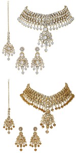 Jwellmart Indian Wedding Partywear Gold Polish Choker Style Cz