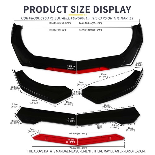 Glossy Red For Ford F150 F-150 Truck Front Bumper Lip Splitter Spoiler Body Kit - Picture 5 of 11