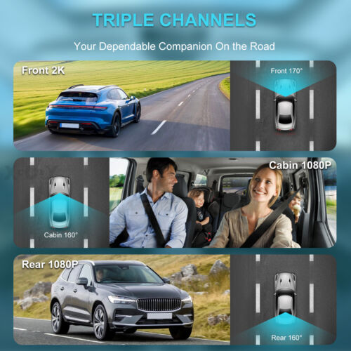 XGODY 4K DVR for Cars Dash Camera Front inside Rear Dash Cam Built-in WiFi & GPS - Picture 8 of 17