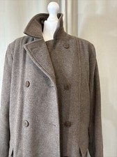 Bhs Italian Angora Luxury Cashmere Wool Brown Oversized Coat L C60