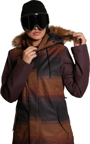 VOLCOM Womens XS Snowboard Snow SKI WINTER FAWN INSULATED JACKET BURGUNDY STRIPE - Picture 4 of 4