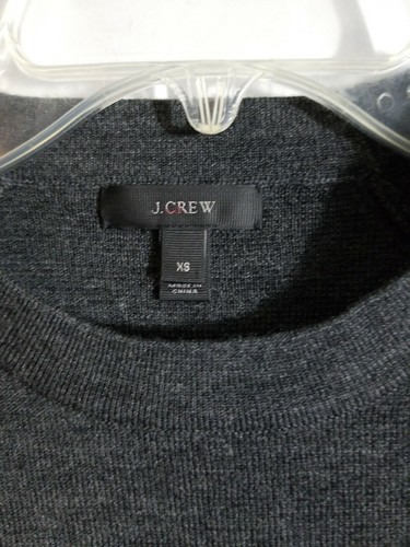 Suéter tejido J.Crew lana cuero bolsillo gris negro para mujer talla XS  - Imagen 3 de 6