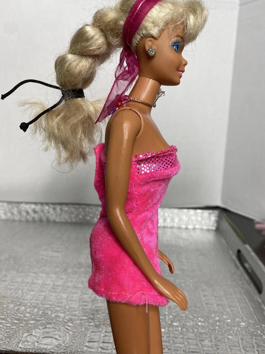 VINTAGE BARBIE CLOTHING PINK VELVET DRESS SPARKLY TASSELS DRESS 2 DRESSES