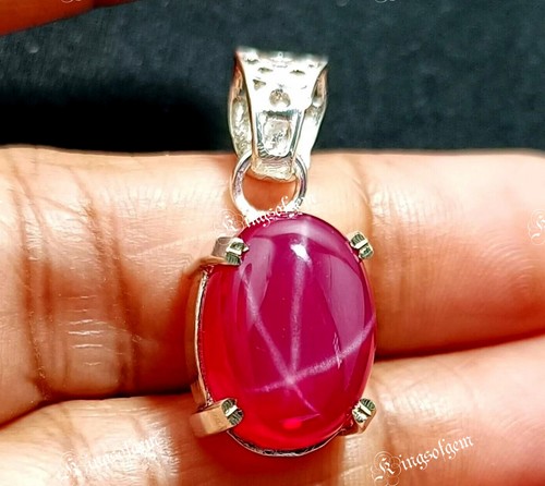 28,50 ct Natürlicher 6 Sterne Roter Rubin Oval Garman Silber Lose Edelstein - Bild 9 von 12