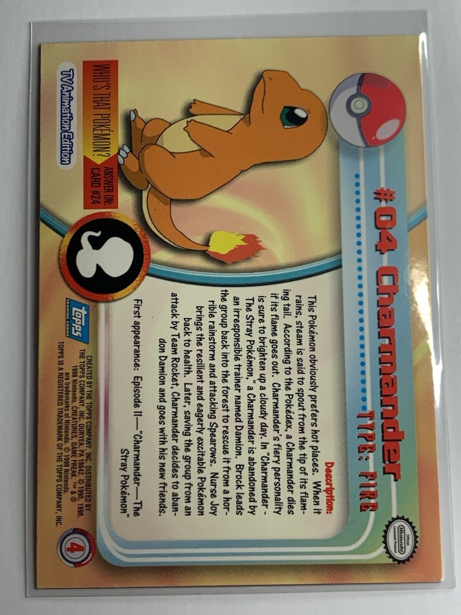 1999 Topps Pokemon TV #04 Charmander Silver Foil Blue Logo