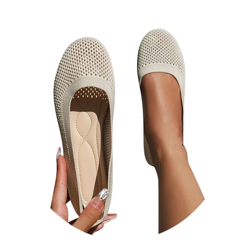 Women's Ballerina Slip On Shoes Non Slip Knitted Trainers Comfortable - Picture 18 of 54