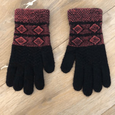 Pink and Black Cute Geometric Print Gloves, Youth L
