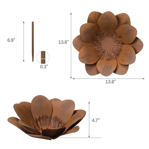 Rusty Rusted Metal Garden Art Flower Decoration Yard Sculpture Outdoor Ornaments - Picture 4 of 9