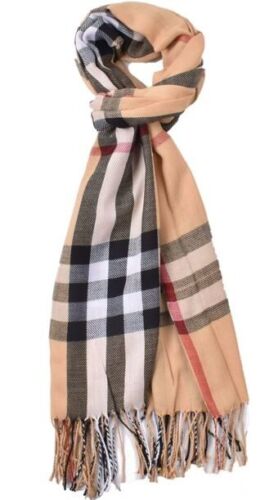 Women Cashmere Scarf Check Winter Thick Plain Shawl Large Pashmina Wrap Tassels - Picture 5 of 21