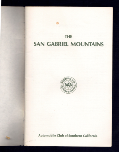 Triple AAA, Brochure, The San Gabriel Mountains of California 1981 - Picture 3 of 6