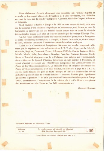 Italia 1959 Europa documento CEPT che annuncia l'emissione con i francobolli stampati - Foto 2 di 2