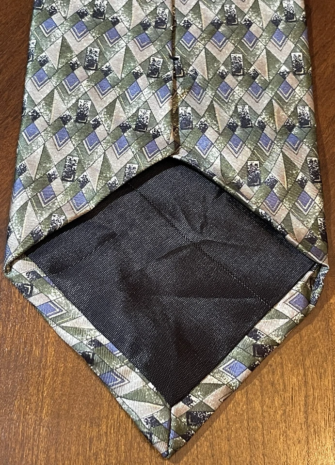 Barrington 绿色蓝色 100% 真丝男式领带多米尼加共和国制造 — 第 2/4 张图片