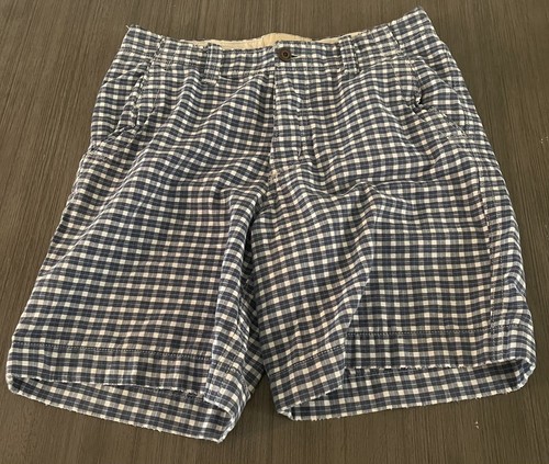 Pantalones cortos a cuadros Hollister para hombre azules y blancos talla 32 RN #102573 frente plano - Imagen 1 de 12