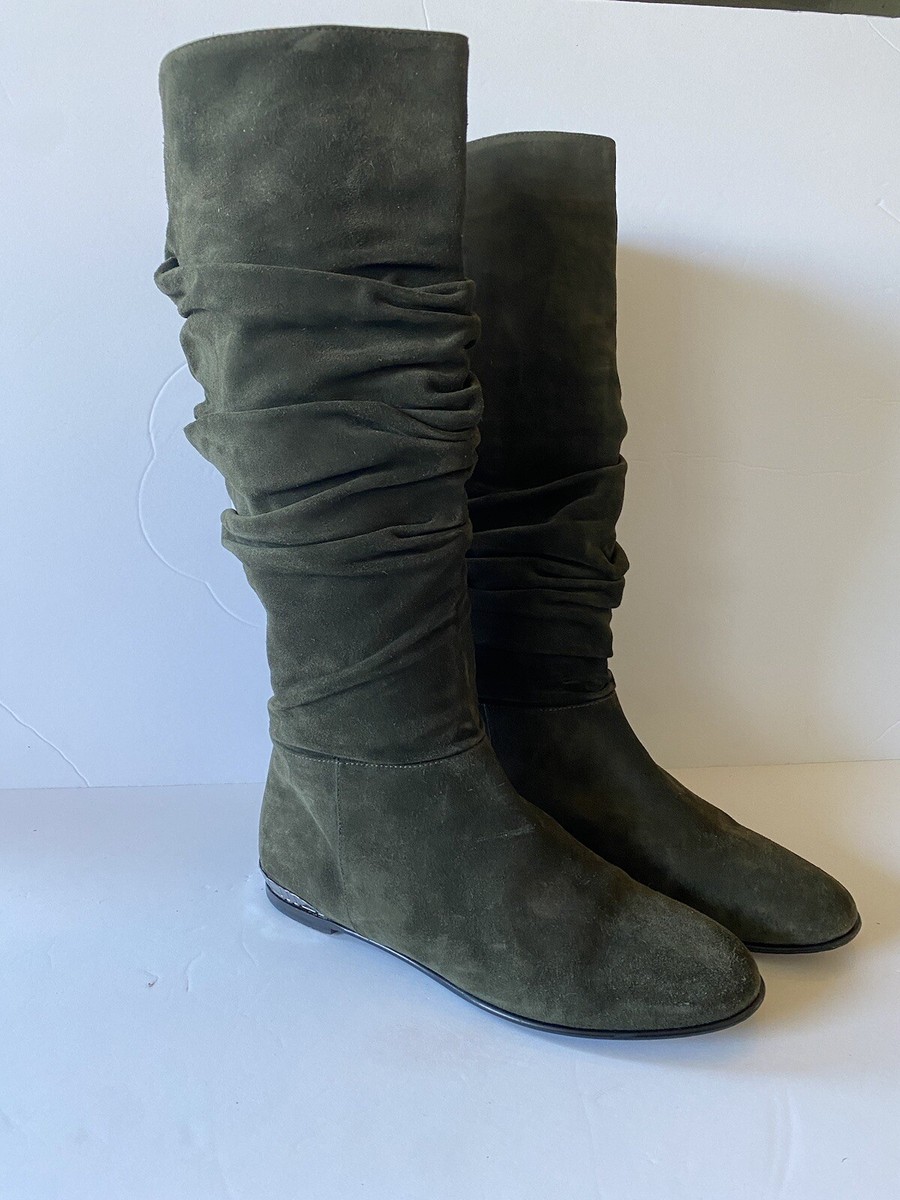 Olive green flat shop boots