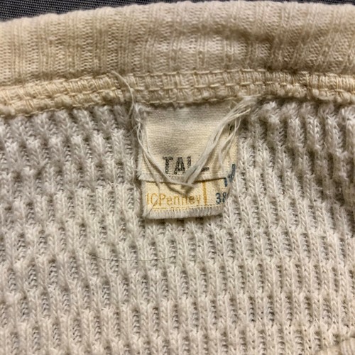 JC Penney Thermo Shirt Vintage 70er Waffelstrick unbedruckt Baumwolle USA Tall Crew - Bild 7 von 8
