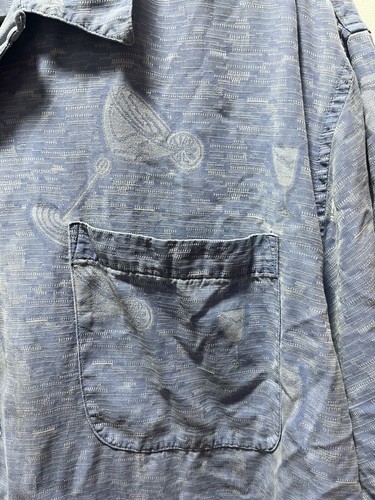 Camisa Cezani 100% Seda Cuello Tropical Manga Corta Abotonada Talla Grande Bebidas - Imagen 2 de 6