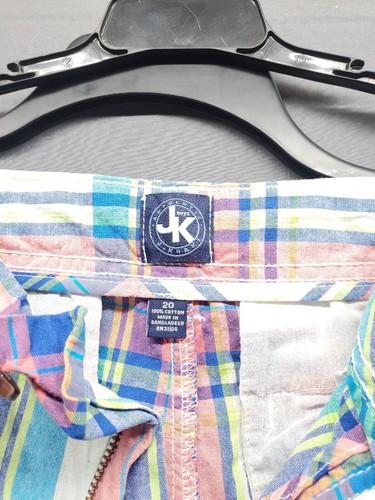 J. Khaki Shorts Boys Size 20 Madras Plaid Preppy Classy 100 % Cotton - Picture 5 of 12