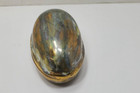 Beautiful iridescent ceramic egg trinket box with gold outer ring - J