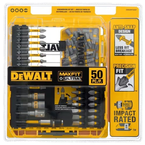 DEWALT MAXFIT ULTRA 1/4" Hex Steel Screwdriving Bit Set 50 Pcs, Anti Snap Design - Picture 2 of 11