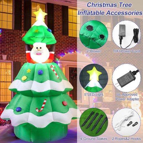 6Ft Inflatable Christmas Tree with POP-UP Santa, Outside Led Lighted Christma... - Bild 5 von 8