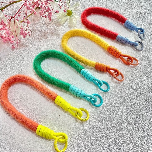 Creative Plush Lanyard Keychain For Phone Case Women Anti Lost Knot Rope Stra Wa - 第 2/31 張圖片
