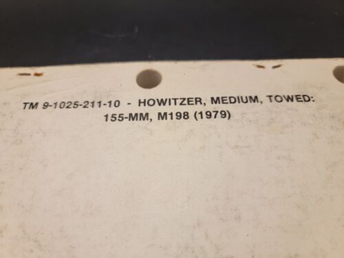 ARMY TECHNICAL OPERATOR'S MANUAL 155MM M198 HOWITZER - MEDIUM TOWED 1979 - Picture 3 of 9
