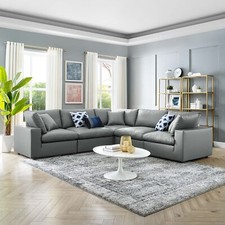 Modway Down Filled Overstuffed Vegan Leather 5-Piece Sectional Sofa