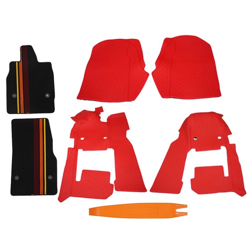 Red Full Floor Mats Black Carpet Liners Waterproof for Corvette C8 2020-2024 New - Picture 6 of 17